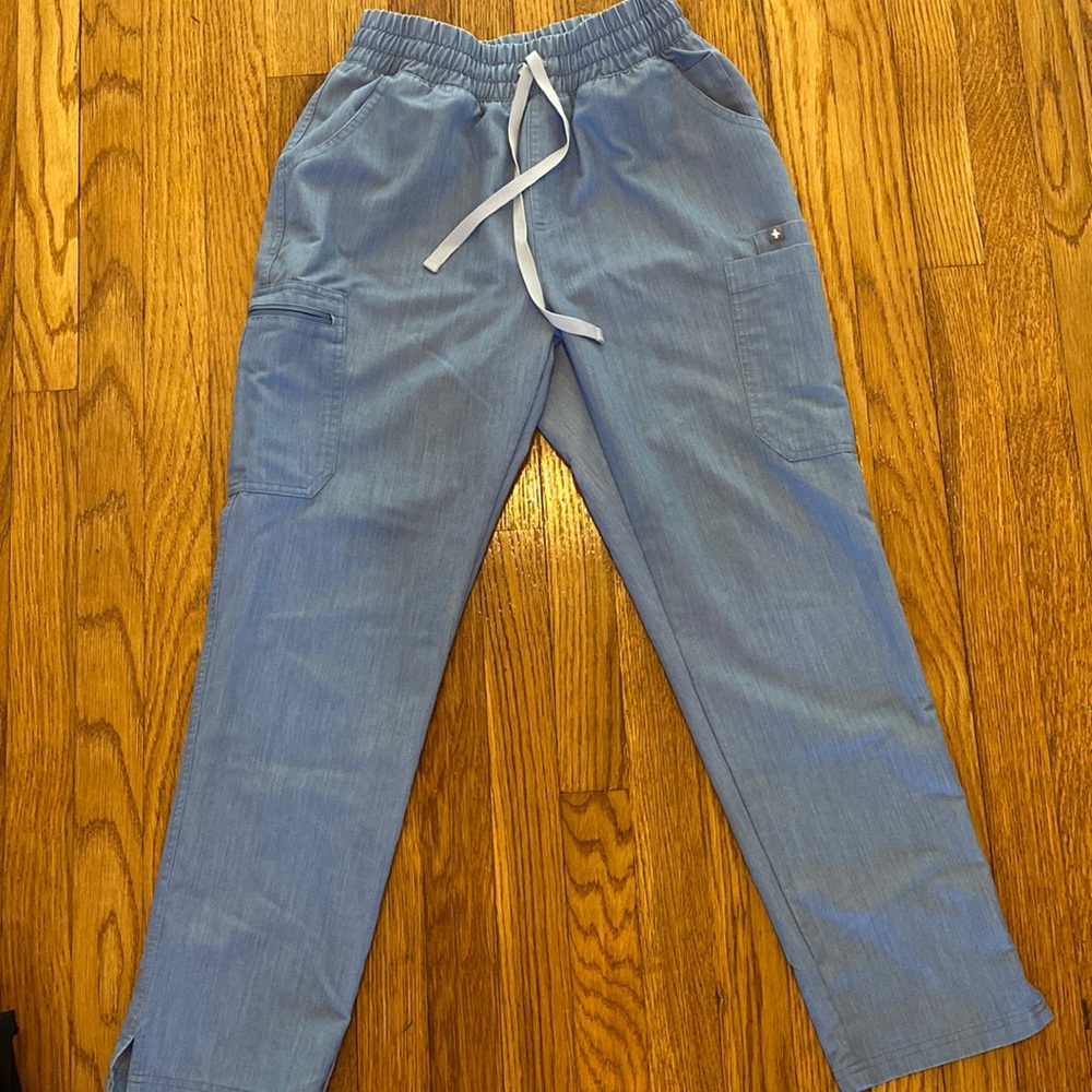 Figs High Waisted Yola Scrub Pants in Heathered Indigo in Size Small Petite